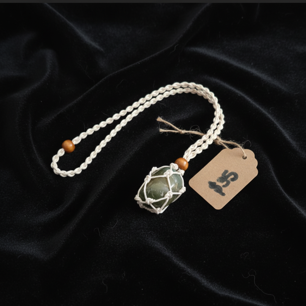Green Jade pendant with price tag