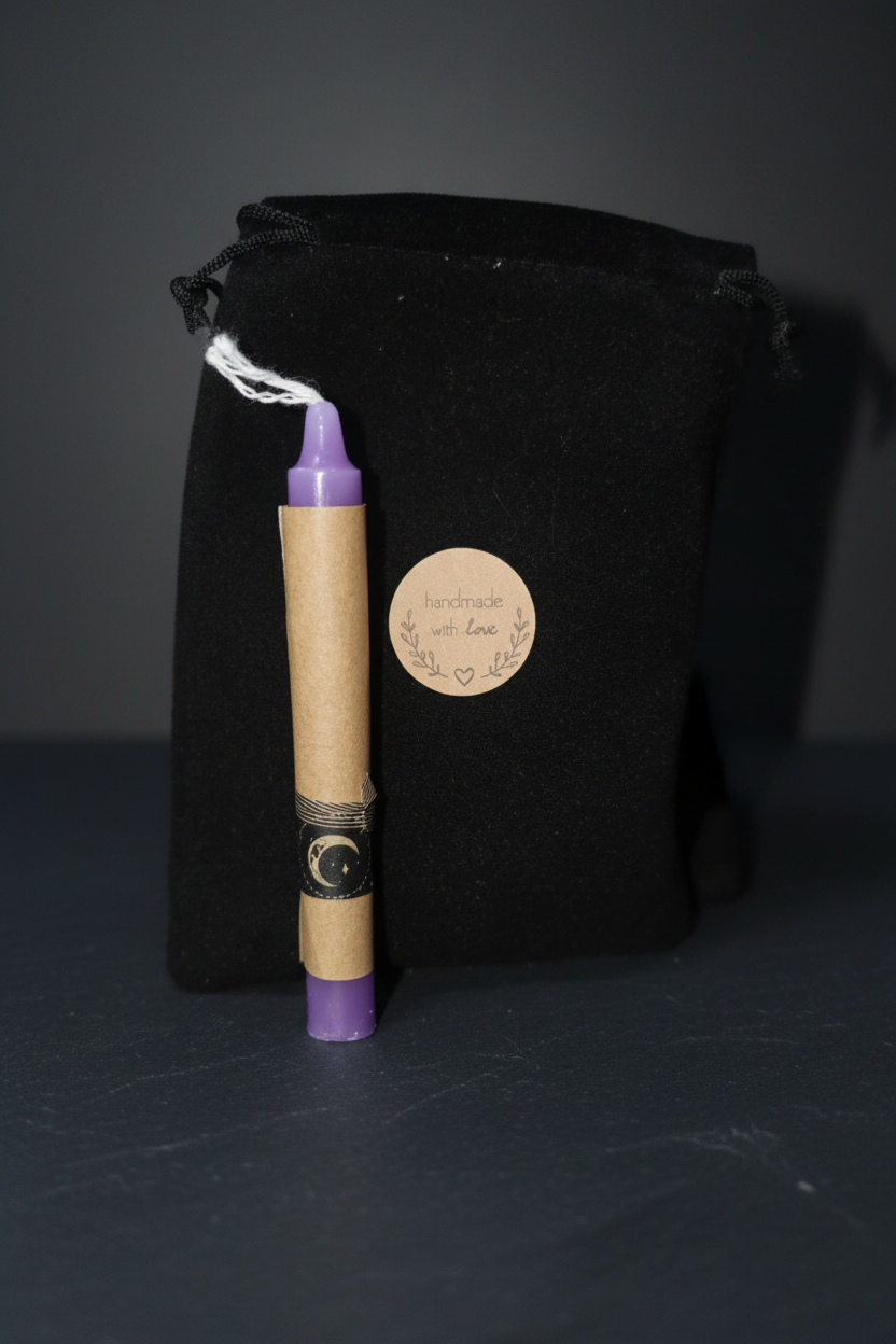 Lavender candle + bag - clean background