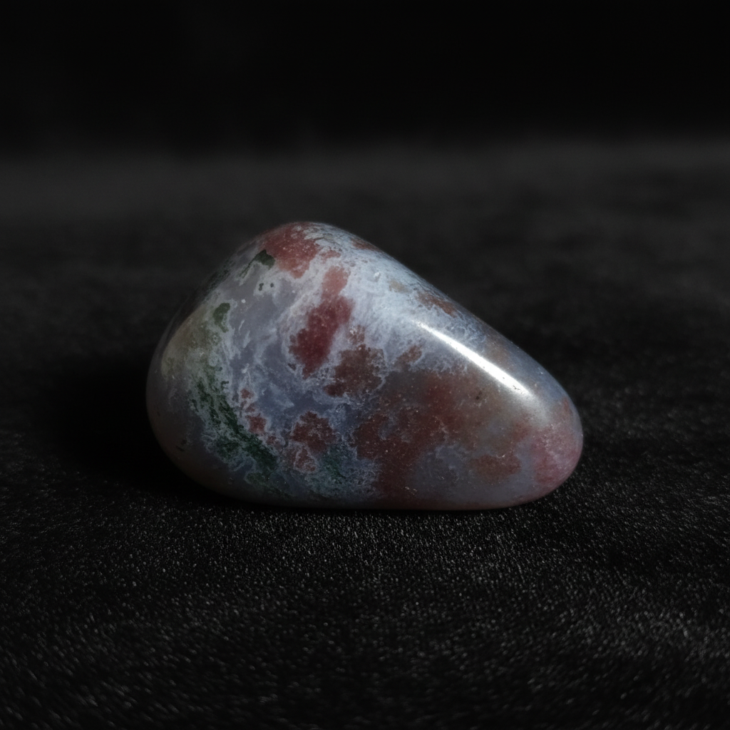 Moss Chalcedony on black velvet - angle 4